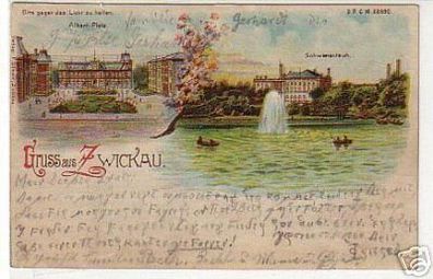 05633 Ak Lithographie Gruss aus Zwickau 1899