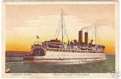 00832 Ak Sassnitz Rügen mit Fährschiff Preussen um 1930