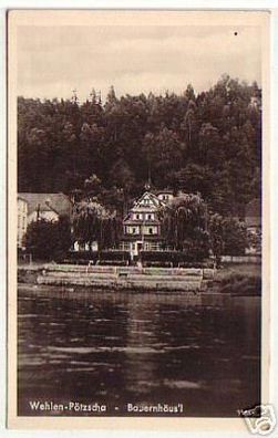 00907 Ak Wehlen Pötscha Hotel Bauernhäus`l um 1940