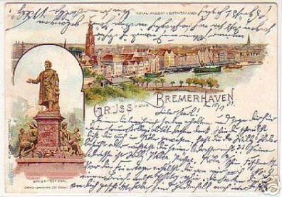 02091 Ak Lithographie Gruss aus Bremerhaven 1902