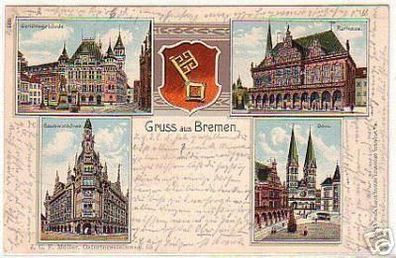 02307 Ak Lithographie Gruss aus Bremen 1905