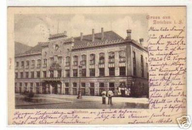 02358 Ak Gruß aus Zwickau in Sa. Rathaus 1902