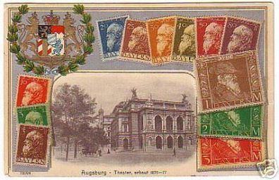 02385 Briefmarken Pass Partout Ak Augsburg 1912