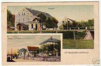 04107 Ak Ottendorf Okrilla Bahnhof usw. 1907