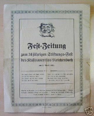 Festzeitung des Kasinovereins Reichenbach 1921