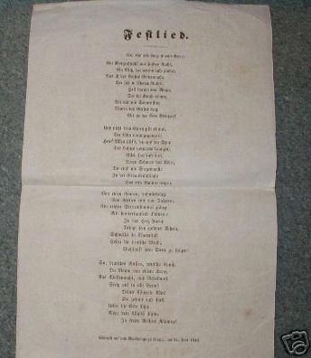 Heimatgeschichte Leipzig Liedtext "Festlied" von 1840