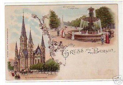 schöne Ak Gruss aus Berlin Wrangelbrunnen usw. um 1900