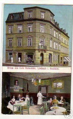 schöne Ak Gruss aus Cafe Schneider Limbach i.Sa. 1916