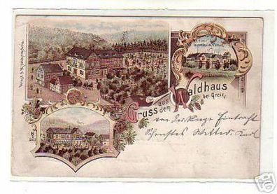 schöne Ak Gruss vom Gasthof Waldhaus Greiz 1900