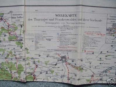 Wegekarte vom Thüringer- u. Frankenwald um 1920