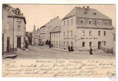 schöne Ak Wolkenstein in Erzgeb. Marktstrasse 1907