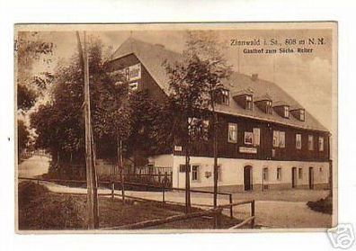 schöne Ak Zinnwald Gasthof sächsischer Reiter 1925