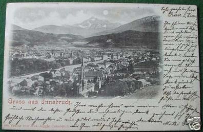 schöne Mondscheinkarte Gruss aus Innsbruck 1898