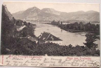 schöne Ak Gruss vom Drachenfels bei Nonnenwerth 1903