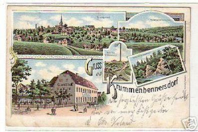 schöne Ak Gruss vom Gasthof Krummenhennersdorf 1909