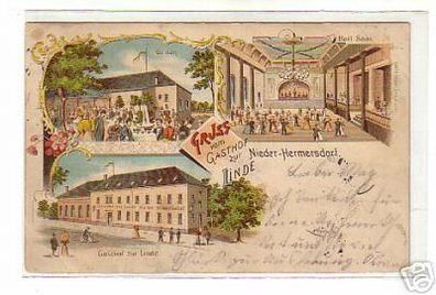 schöne Ak Gruss vom Gasthof Nieder-Hermersdorf 1899