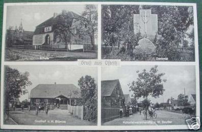 schöne Ak Gruss aus Ostritz Gasthof, Schule usw. um 1940