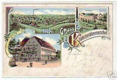 schöne Ak Gruss aus Krummenhennersdorf Gasthof 1909