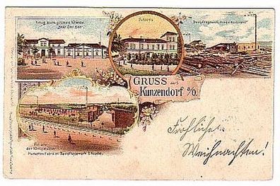06135 Ak Gruss aus Kunzendorf a.O. Sägewerk 1900