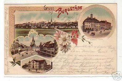 AK Lithographie Gruss aus Burgstädt Turnhalle usw. 1905