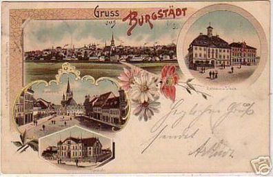 schöne Ak Gruss aus Burgstädt Turnhalle usw. 1904