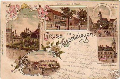 schöne Ak Gruss aus Gardelegen Gasthaus usw. 1899