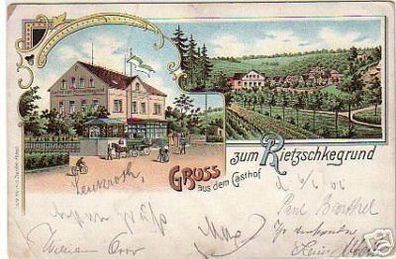 schöne Ak Gruss aus Gasthof Rietzschkegrund 1906