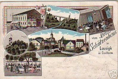 schöne Ak Gruss vom Schützenhaus in Lausigk 1900