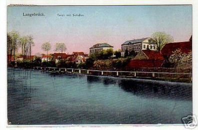 schöne Ak Langebrück Teich mit Schulen 1914