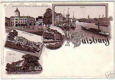 00178 Ak Lithographie Gruss aus Duisburg um 1900