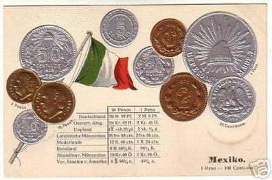 00275 geprägte Ak mit Münzen von Mexiko um 1900