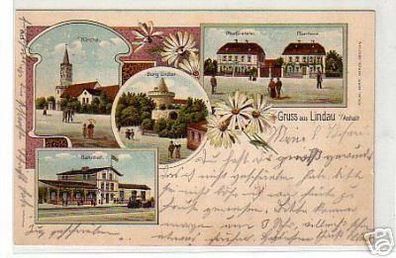 01086 Ak Lithographie Gruss aus Lindau i. Anhalt 1905