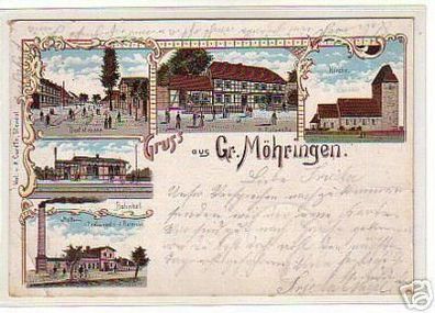 01123 Ak Gruss aus Gr. Möhringen Gasthaus usw. 1899