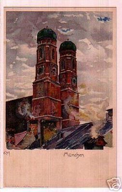 00710 Ak Lithographie München Frauenkirche um 1910
