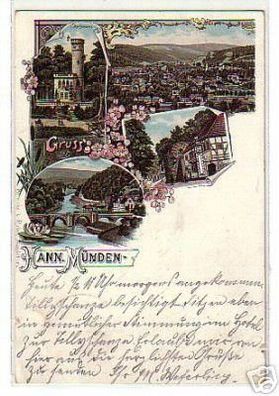 00743 Ak Lithographie Gruss aus Hann. Münden 1900