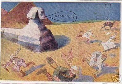 00968 Humor Ak Ägypten "Sphinx Bakchiche" um 1910