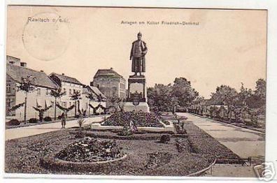 18034 Ak Rawitsch mit Kaiser Wilhelm Denkmal 1910