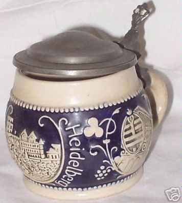 alter Keramik-Krug mit Deckel Gruß aus Heidelberg