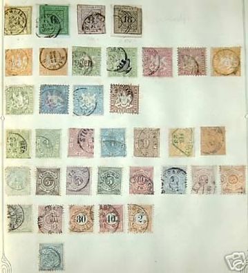 36 seltene Briefmarken Württemberg 1851 bis 1900