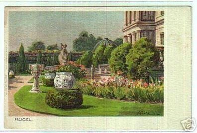 00736 Ak Lithographie Villa Hügel in Essen um 1900