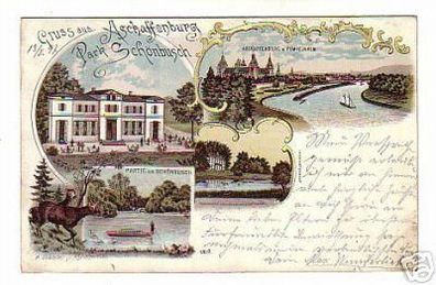 02128 Ak Lithographie Gruss aus Aschaffenburg 1897