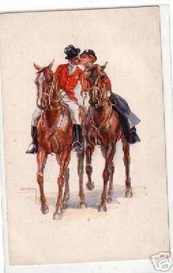 02669 Ak Erotik "Erkal" Nr.345/3 Kuss zu Pferde um 1910