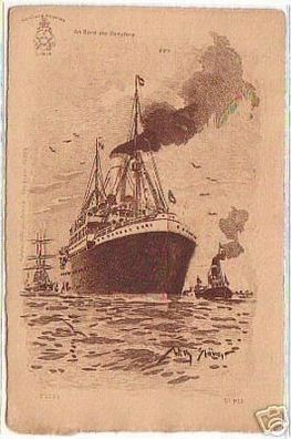 02711 Ak an Bord des Dampfers Westphalia 1927