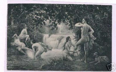 02747 Ak Erotik klassische Szene Damen beim Bad um 1920