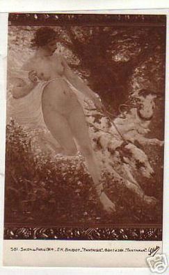 02998 Ak Erotik nackte Dame mit 2 Windhunden um 1915