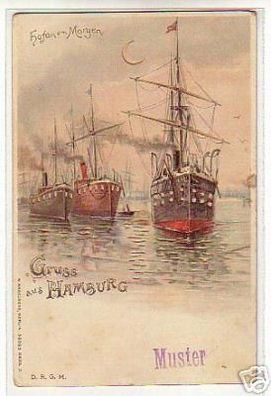 00740 Ak Lithographie Gruss aus Hamburg Hafen um 1900