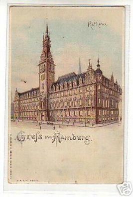 01234 Ak Lithographie Gruss aus Hamburg Rathaus um1900