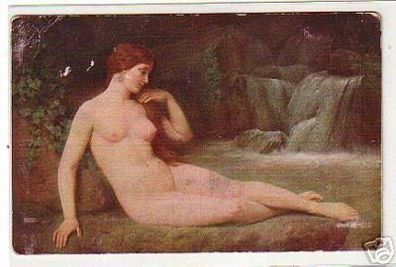 02874 Ak Erotik Nacktes Mädchen "Die Quelle" um 1920