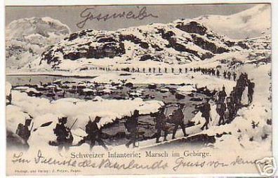 04279 Ak Schweizer Infanterie Marsch im Gebirge 1904