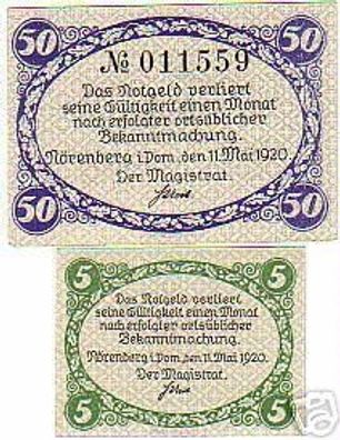 2 Notgeldscheine Stadt Nörrenberg 1920